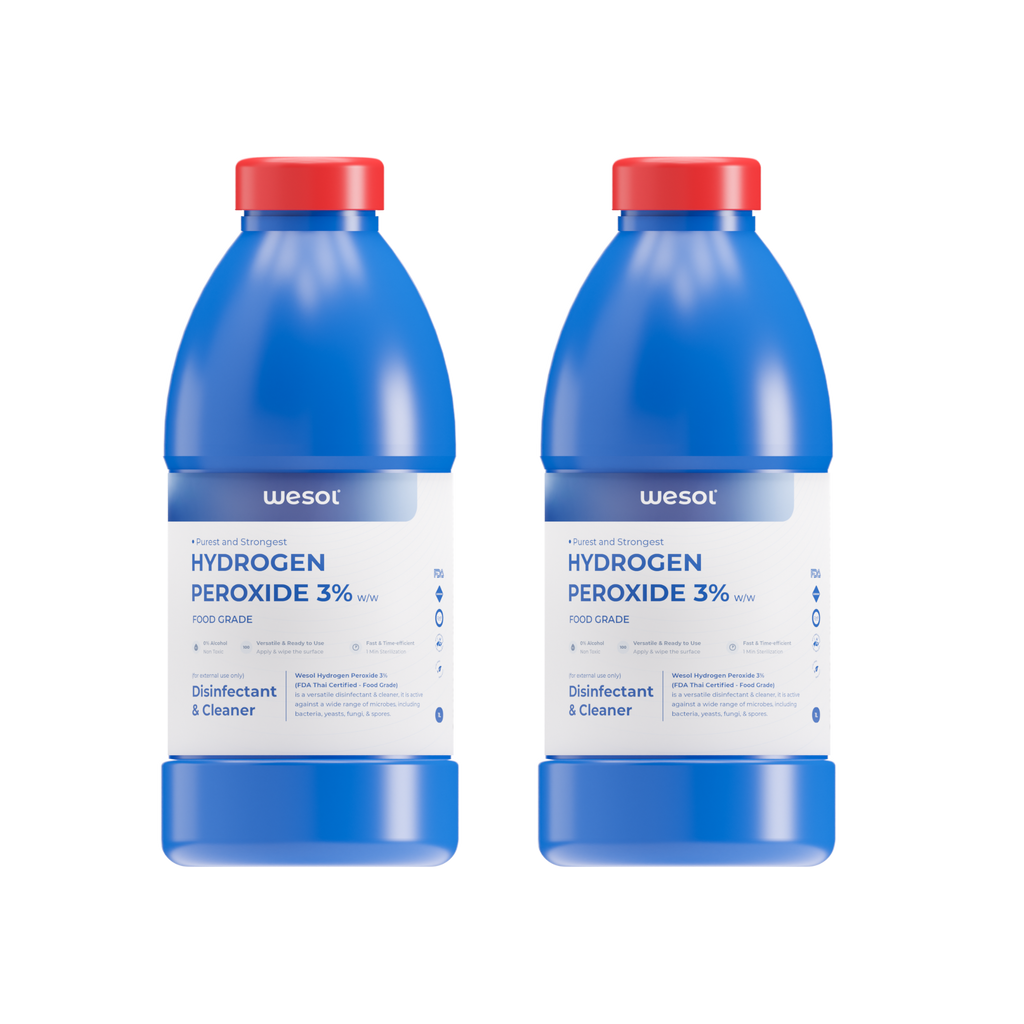 Wesol Hydrogen Peroxide 3% Food Grade Multi-Use Disinfectant |Kills 99.9% Germs & Viruses | 1 Litre (Pack of 2)-Best For Cleaning, General disinfection, deodorising, Hydroponics, Food production unit