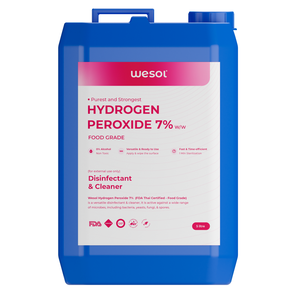 Wesol Hydrogen Peroxide 7.6% w/w (Food Grade) Floor Cleaner Solution - 5 Litre Pack | Best For Cleaning disinfection sterilization | Farming Gardening Hydroponics