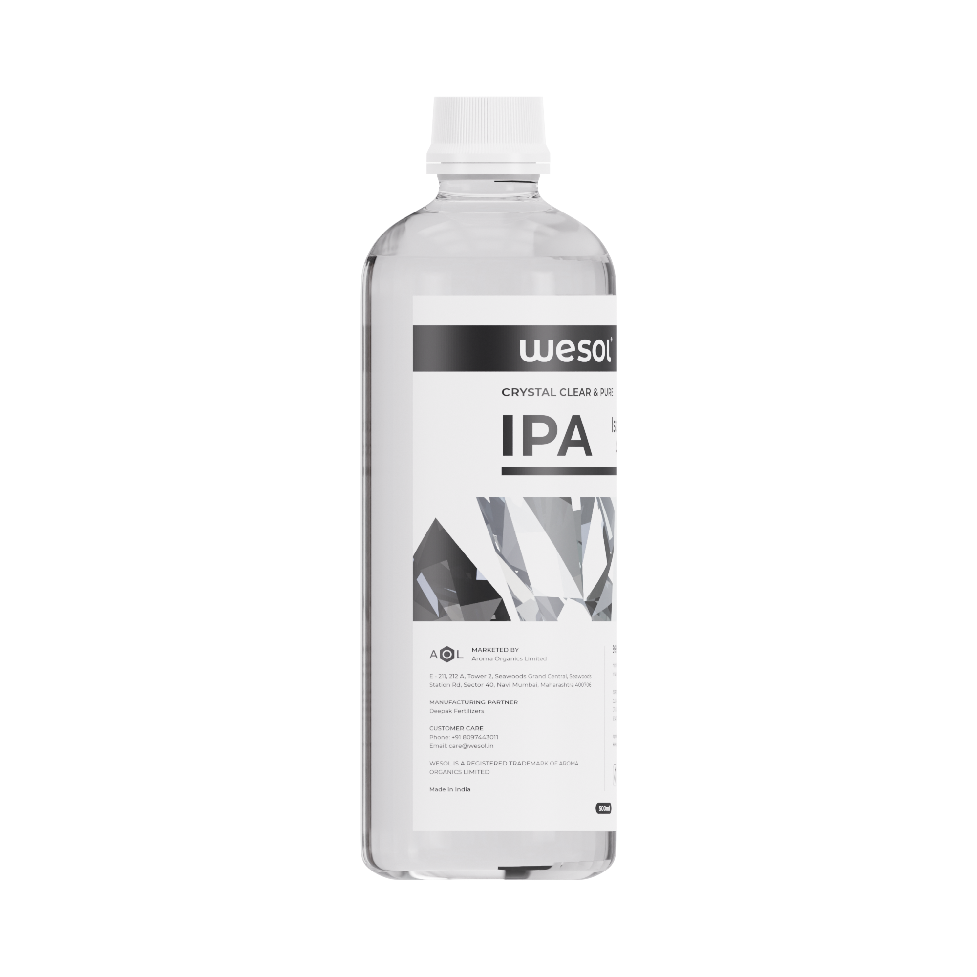 Wesol IPA Isopropyl alcohol 99.9% | (CH3)2-CH-OH CAS: 67-63-0 | Premium Grade Pure without mixing | For Technical Use | 500ml Pack of 1