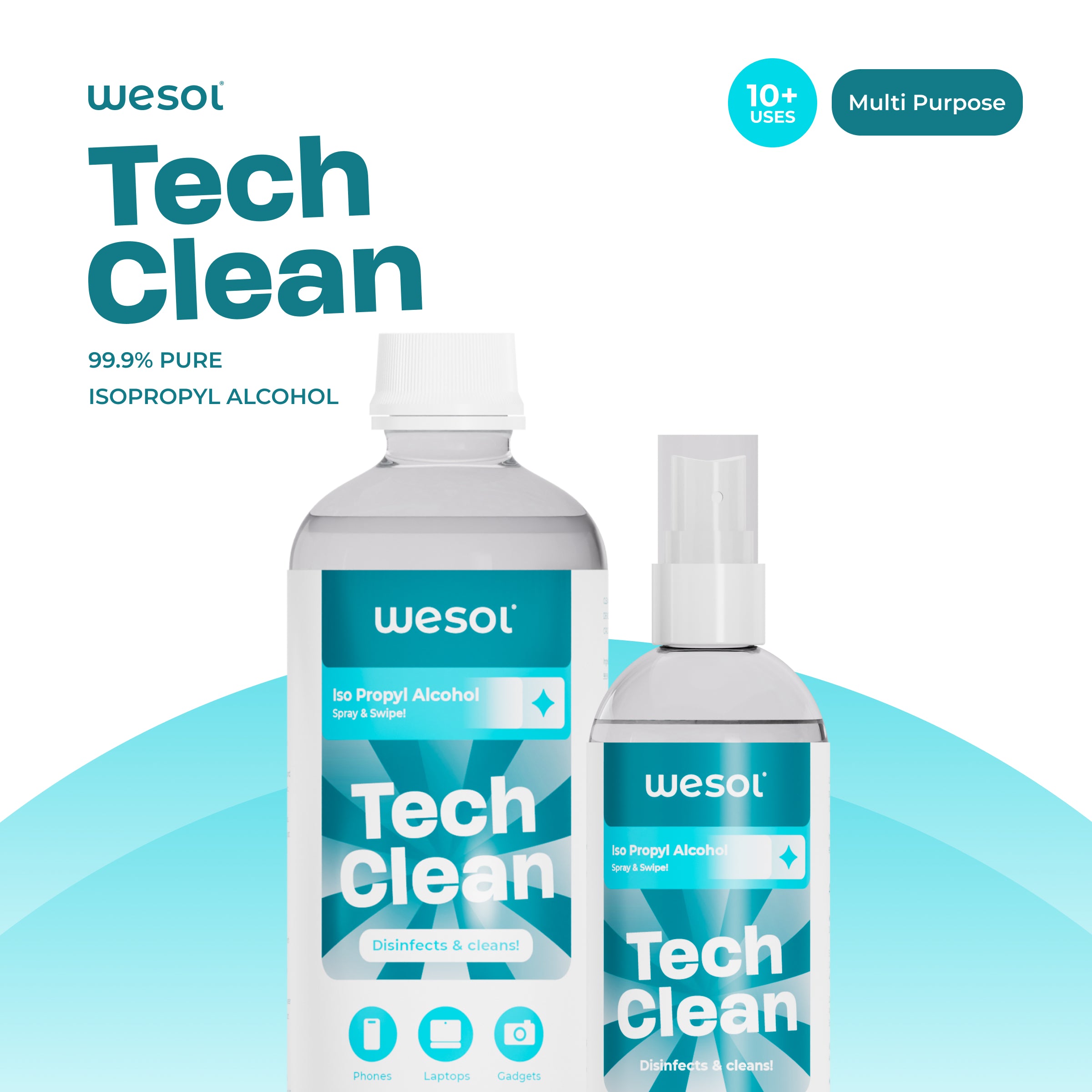 Wesol Gadget Cleaner Spray Liquid 100 ml Pack of 2 | Electronics Screen Cleaner for Smart Phones Laptops and Tablets TV Screens