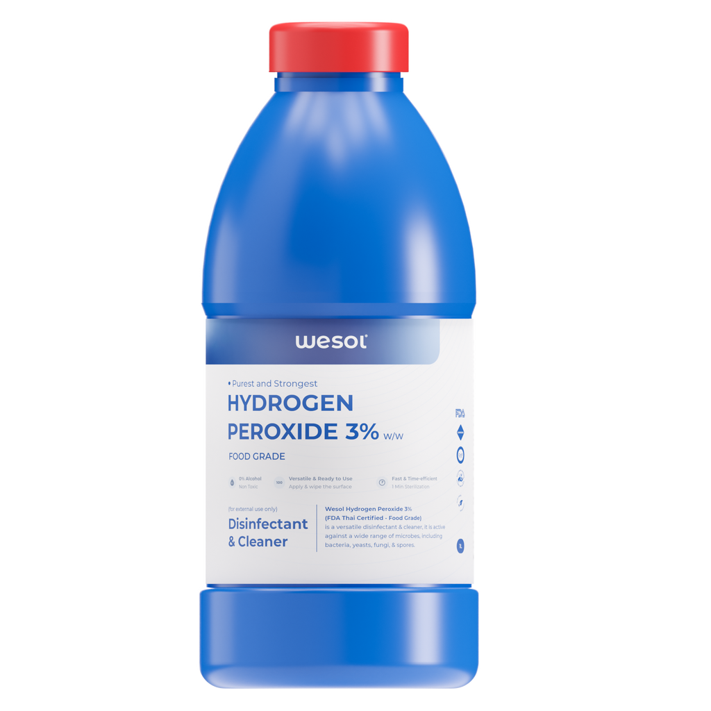 Wesol Hydrogen Peroxide 3% Food Grade | Multi-Use Disinfectant | Kills 99.9% Germs & Viruses | 1 Litre Pack - Best For Cleaning, General disinfection, Hydroponics, Food production units.