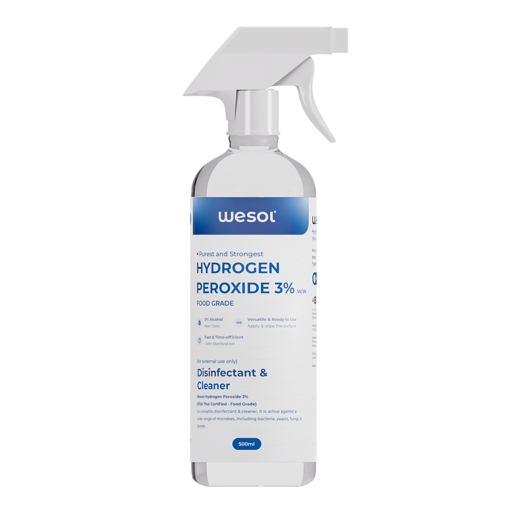 Wesol Hydrogen Peroxide 3% Food Grade | Multi-Use Disinfectant | Kills 99.9% Germs & Viruses | 500ml Pack - Best For Cleaning, General disinfection, deodorising, Hydroponics, Food production