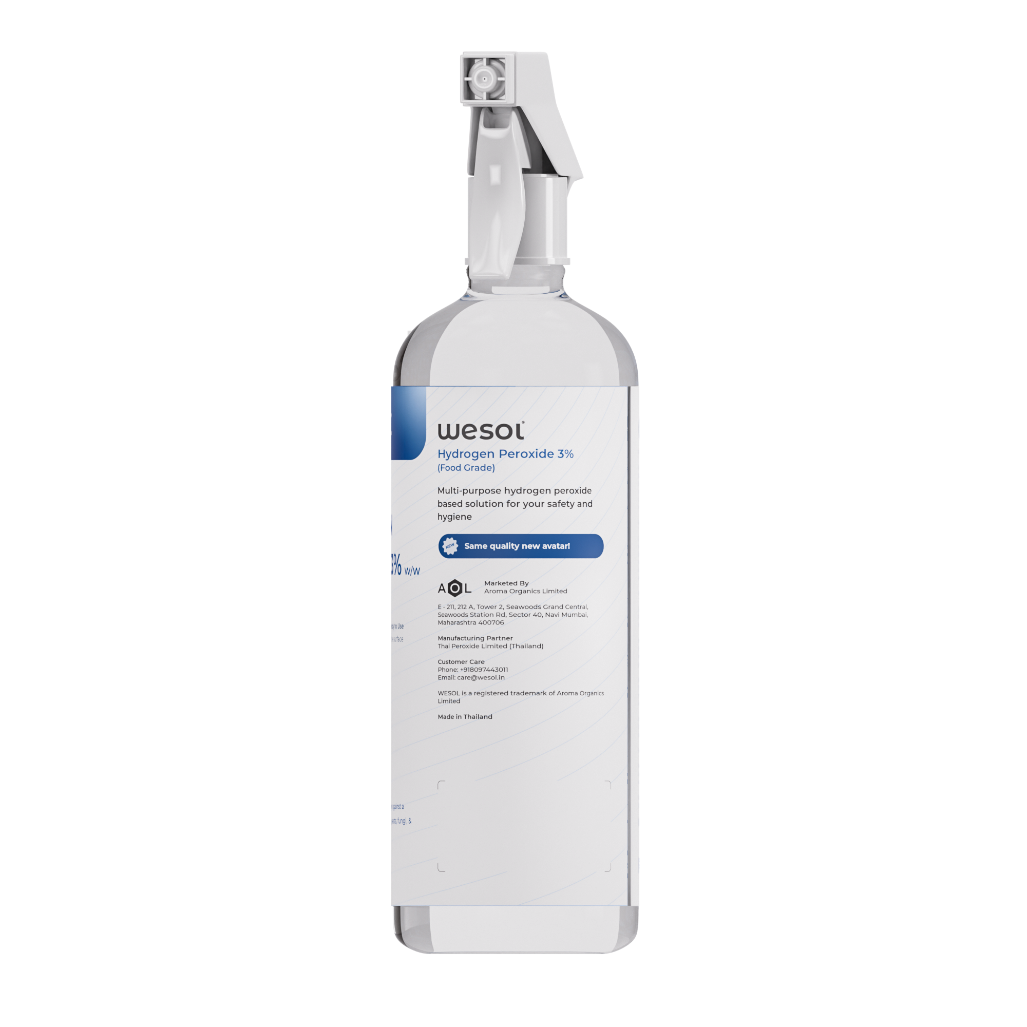 Wesol Hydrogen Peroxide 3% Food Grade | Multi-Use Disinfectant | Kills 99.9% Germs & Viruses | 500ml Pack - Best For Cleaning, General disinfection, deodorising, Hydroponics, Food production